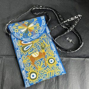 Lama Women's Multicolor Cotton Embroidered Crossbody Strap Shoulder Purse